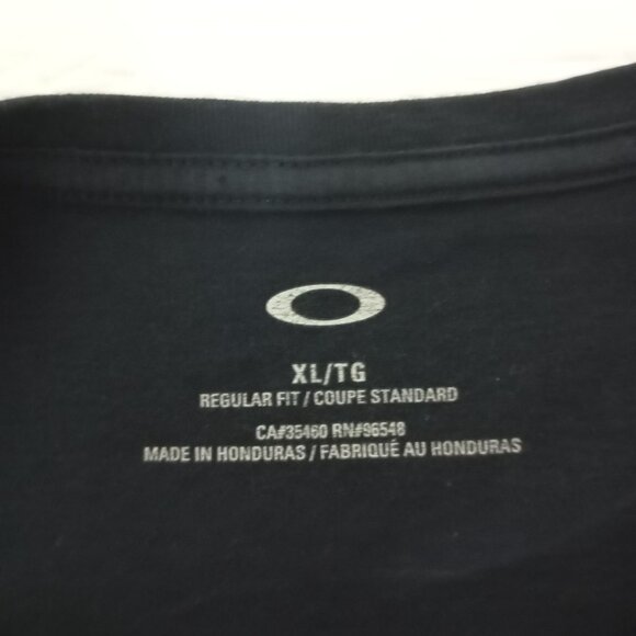 Oakley T-Shirt Mens Black XL With HB Logo & Graphic Back Print Regular Fit - Picture 2 of 6